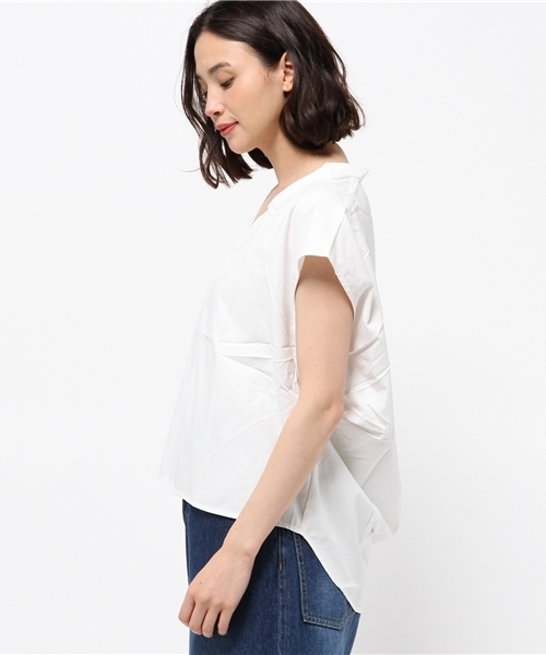 titivate（ティティベイト）の「Vﾈｯｸﾉｰｽﾘｰﾌﾞｼｬﾂﾌﾞﾗｳｽ（シャツ/ブラウス・レディース・オフホワイト/ストライプ/ブラック・FREE）」の9枚目の写真