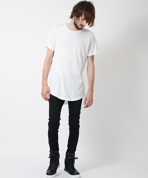 NO ID.（ノーアイディ）の「mt4035-ﾍﾞﾝﾍﾞﾙｸﾞ天竺ﾗｳﾝﾄﾞﾙｰｽﾞC/N-Tｼｬﾂ（Tシャツ/カットソー・メンズ・アッシュグレー/ダークグレー/ホワイト/ブラック・1/2）」の20枚目の写真