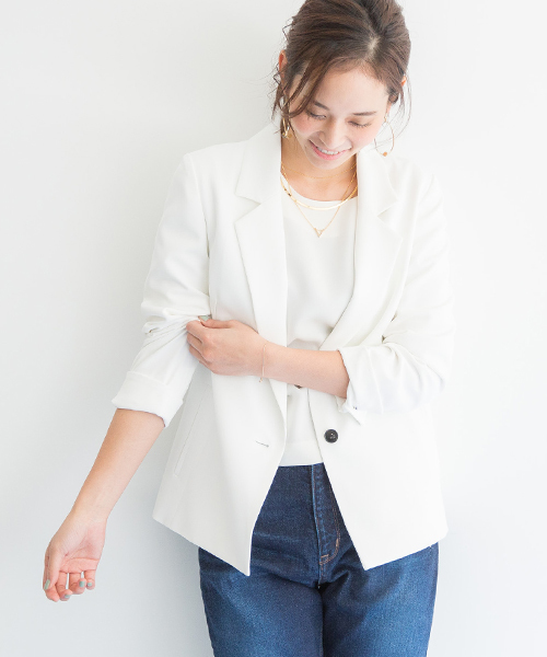 STUDIOUS（ステュディオス）の「ウォッシャブルストレッチテーラードジャケット（テーラードジャケット・レディース・ブラック/ホワイト/グレー・0/1）」の2枚目の写真