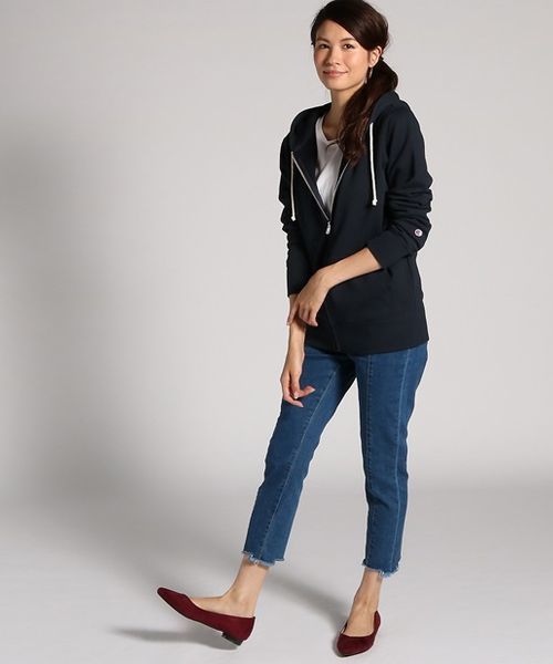 Champion（チャンピオン）の「【Champion】プレーンスウェットジップパーカー（パーカー・レディース・キナリ/パープル/ネイビー/グレー/ピンク/イエロー・MEDIUM/LARGE/SMALL）」の14枚目の写真