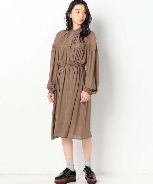 Another Edition(アナザーエディション)の「シフォンレースOP ◆(ワンピース・レディース・オレンジ/モカ・FREE)」の1枚目の写真