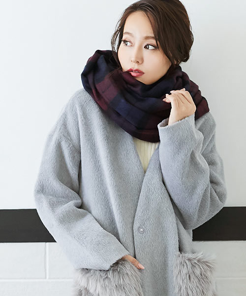 KOBE LETTUCE（コウベレタス）の「チェック柄大判ストール（マフラー・レディース・A/F/G/I/J/M/N/O/P/T/E/U/C/V/R/H/Q/D/B/L/S/K/その他5/その他6/その他9/その他3/その他14/その他10/その他12/その他2/その他11/その他13/その他7/その他8/その他1/その他4/ブラック/その他16/その他17/その他18/ベージュ/その他15/その他19/その他20/その他21/その他22/その他23/その他24/その他29/その他27/その他28/その他25/その他26/パープル系その他/ブラック系その他・FREE）」の13枚目の写真