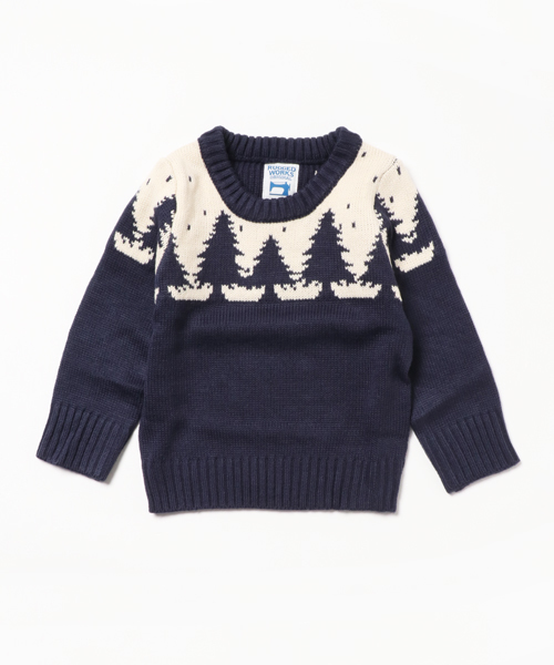 RUGGEDWORKS（ラゲッドワークス）の「ツリー柄クルーニット（ニット/セーター・キッズ・ブルー系その他3/ブルー/レッド・90cm/100cm/110cm/120cm/130cm）」の2枚目の写真