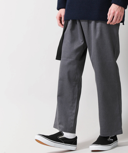 WEGO（ウィゴー）の「WEGO/ベルト付ストレッチワイドスラックス（スラックス・メンズ・ブラック/ベージュ/ダークグレー・MEDIUM/LARGE）」の3枚目の写真