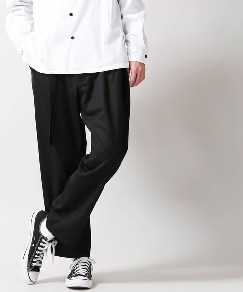 WEGO（ウィゴー）の「WEGO/ベルト付ストレッチワイドスラックス（スラックス・メンズ・ブラック/ベージュ/ダークグレー・MEDIUM/LARGE）」の4枚目の写真