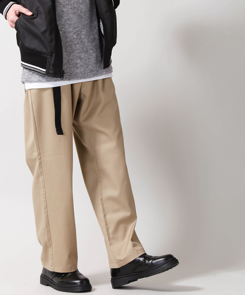 WEGO（ウィゴー）の「WEGO/ベルト付ストレッチワイドスラックス（スラックス・メンズ・ブラック/ベージュ/ダークグレー・MEDIUM/LARGE）」の8枚目の写真