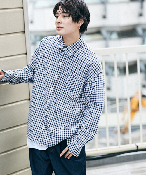 kutir（クティール）の「BIG SHIRTS / チェックビッグシャツ　柄アソート（シャツ/ブラウス・メンズ・ホワイト系その他/ベージュ系その他/ブルー系その他/ダークブラウン/ブラック/モカ/キャメル・MEDIUM/LARGE）」の19枚目の写真