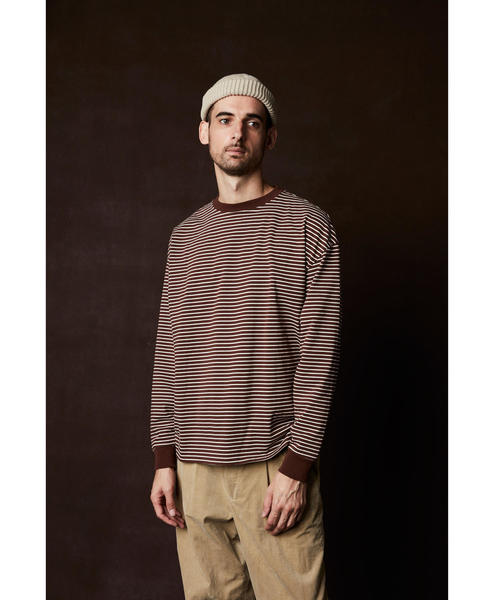Steven Alan（スティーブンアラン）の「＜Steven Alan＞LIGHT HI-DENS BORDER CREW NECK LONG SLEEVE-BOLD/カットソー（Tシャツ/カットソー・メンズ・オレンジ系その他/ベージュ・SMALL/MEDIUM/X-LARGE/LARGE）」の2枚目の写真