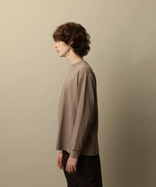 Steven Alan（スティーブンアラン）の「＜Steven Alan＞LIGHT HI-DENS BORDER CREW NECK LONG SLEEVE-BOLD/カットソー（Tシャツ/カットソー・メンズ・オレンジ系その他/ベージュ・SMALL/MEDIUM/X-LARGE/LARGE）」の3枚目の写真