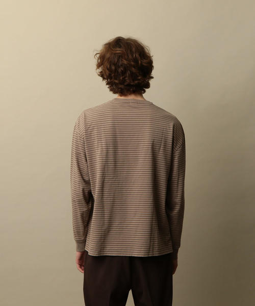 Steven Alan（スティーブンアラン）の「＜Steven Alan＞LIGHT HI-DENS BORDER CREW NECK LONG SLEEVE-BOLD/カットソー（Tシャツ/カットソー・メンズ・オレンジ系その他/ベージュ・SMALL/MEDIUM/X-LARGE/LARGE）」の12枚目の写真