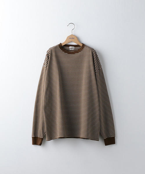Steven Alan（スティーブンアラン）の「＜Steven Alan＞LIGHT HI-DENS BORDER CREW NECK LONG SLEEVE-BOLD/カットソー（Tシャツ/カットソー・メンズ・オレンジ系その他/ベージュ・SMALL/MEDIUM/X-LARGE/LARGE）」の9枚目の写真