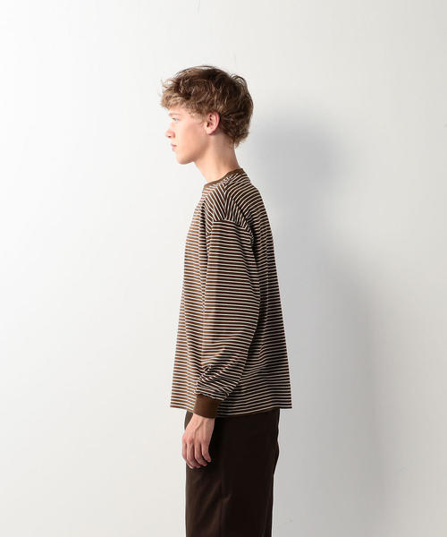 Steven Alan（スティーブンアラン）の「＜Steven Alan＞LIGHT HI-DENS BORDER CREW NECK LONG SLEEVE-BOLD/カットソー（Tシャツ/カットソー・メンズ・オレンジ系その他/ベージュ・SMALL/MEDIUM/X-LARGE/LARGE）」の5枚目の写真