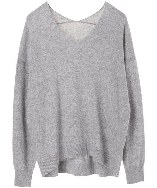 YECCA VECCA（イェッカヴェッカ）の「抜き衿ニットプルオーバー（ニット/セーター・レディース・ブラック/ベージュ/イエロー/ラベンダー/杢グレー・FREE）」の6枚目の写真