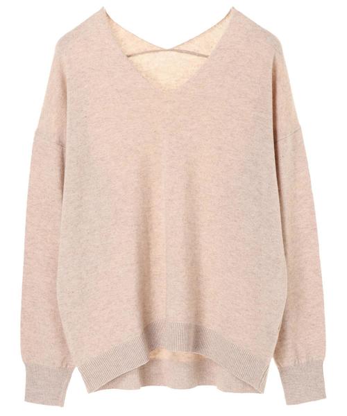 YECCA VECCA（イェッカヴェッカ）の「抜き衿ニットプルオーバー（ニット/セーター・レディース・ブラック/ベージュ/イエロー/ラベンダー/杢グレー・FREE）」の15枚目の写真