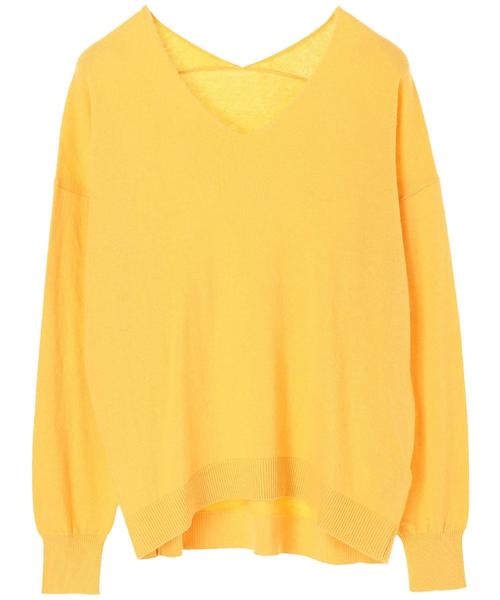 YECCA VECCA（イェッカヴェッカ）の「抜き衿ニットプルオーバー（ニット/セーター・レディース・ブラック/ベージュ/イエロー/ラベンダー/杢グレー・FREE）」の14枚目の写真