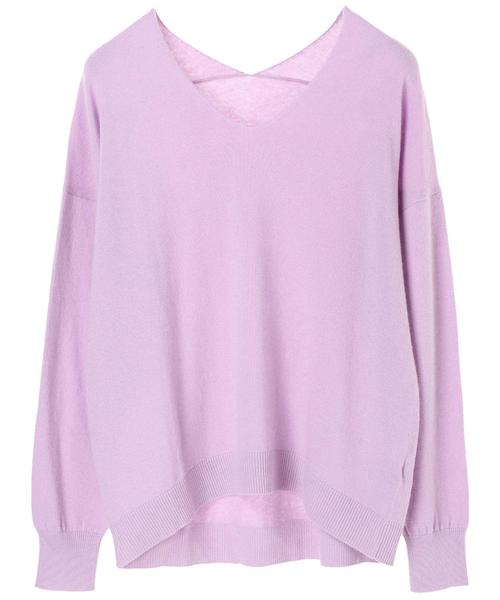 YECCA VECCA（イェッカヴェッカ）の「抜き衿ニットプルオーバー（ニット/セーター・レディース・ブラック/ベージュ/イエロー/ラベンダー/杢グレー・FREE）」の13枚目の写真