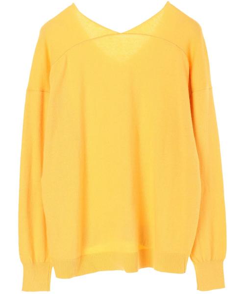 YECCA VECCA（イェッカヴェッカ）の「抜き衿ニットプルオーバー（ニット/セーター・レディース・ブラック/ベージュ/イエロー/ラベンダー/杢グレー・FREE）」の12枚目の写真