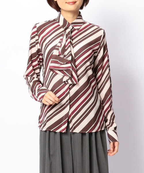 NARACAMICIE(ナラカミーチェ)の「バイヤスプリントラッフルタイシャツ(シャツ/ブラウス・レディース・グレー/レッド・MEDIUM/SMALL/LARGE)」の17枚目の写真