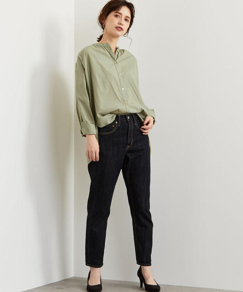 green label relaxing（グリーンレーベルリラクシング）の「NFC スタンド ギャザー シャツ ◆（シャツ/ブラウス・レディース・オフホワイト/オリーブ・FREE）」の10枚目の写真