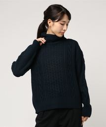 選べる2TYPE[Vネック/タートルネック]ゆるシルエットケーブルニットトップス＊レディース/セーター/長袖[C3274]神戸レタス