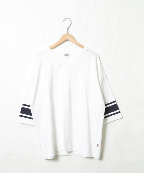 coen（コーエン）の「USAコットンVネックフットボールT(カットソー)（Tシャツ/カットソー・レディース・ホワイト/コバルトブルー・FREE）」の13枚目の写真