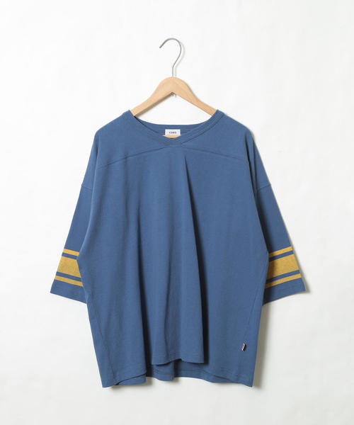 coen（コーエン）の「USAコットンVネックフットボールT(カットソー)（Tシャツ/カットソー・レディース・ホワイト/コバルトブルー・FREE）」の15枚目の写真
