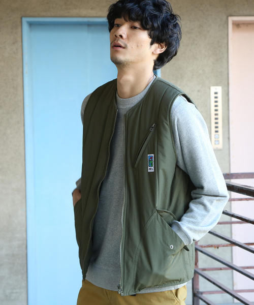 MEI（メイ）の「【GO OUT3月号掲載】MEI（メイ）別注アウトドアベスト（ダウンベスト・メンズ・ダークグレー/オリーブ・SMALL/X-LARGE/LARGE/MEDIUM）」の13枚目の写真