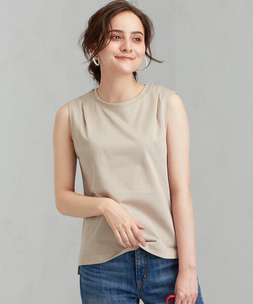 green label relaxing（グリーンレーベルリラクシング）の「FM テンジク カタタック ノースリーブカットソー（Tシャツ/カットソー・レディース・ブラック/ベージュ/その他1/オフホワイト/ケリー/ブラウン・FREE）」の5枚目の写真