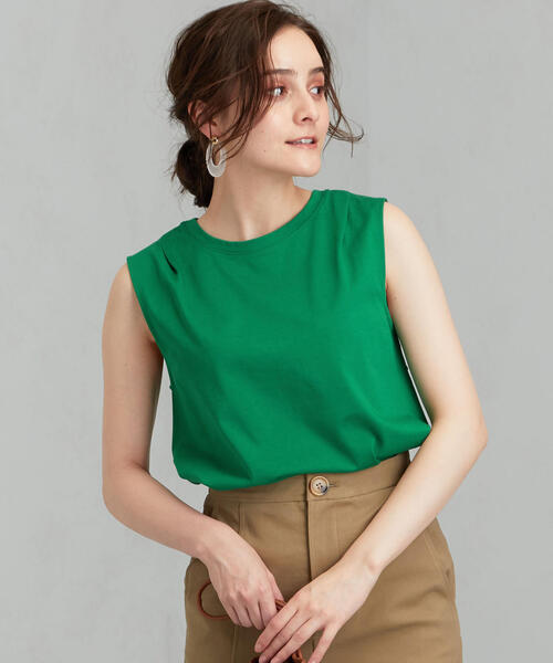 green label relaxing（グリーンレーベルリラクシング）の「FM テンジク カタタック ノースリーブカットソー（Tシャツ/カットソー・レディース・ブラック/ベージュ/その他1/オフホワイト/ケリー/ブラウン・FREE）」の6枚目の写真