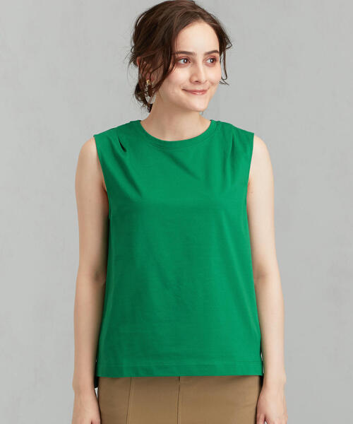 green label relaxing（グリーンレーベルリラクシング）の「FM テンジク カタタック ノースリーブカットソー（Tシャツ/カットソー・レディース・ブラック/ベージュ/その他1/オフホワイト/ケリー/ブラウン・FREE）」の8枚目の写真