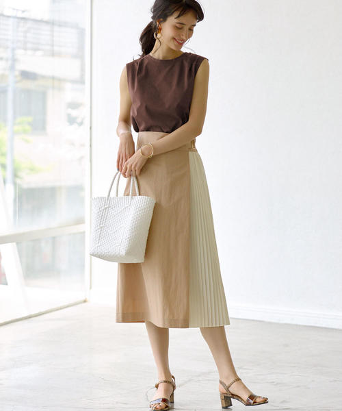 green label relaxing（グリーンレーベルリラクシング）の「FM テンジク カタタック ノースリーブカットソー（Tシャツ/カットソー・レディース・ブラック/ベージュ/その他1/オフホワイト/ケリー/ブラウン・FREE）」の15枚目の写真