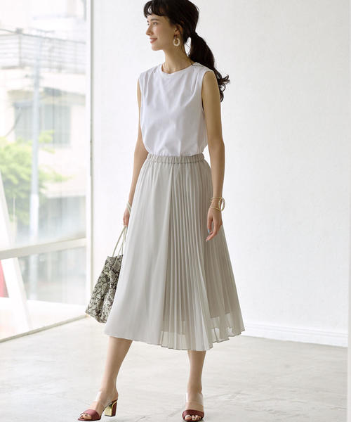 green label relaxing（グリーンレーベルリラクシング）の「FM テンジク カタタック ノースリーブカットソー（Tシャツ/カットソー・レディース・ブラック/ベージュ/その他1/オフホワイト/ケリー/ブラウン・FREE）」の16枚目の写真