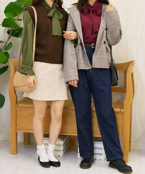 PairPair(ペアペア)の「2WAYボウタイキャンディスリーブブラウス(シャツ/ブラウス・レディース・グリーン/ボルドー/スモークピンク/ライトベージュ・FREE)」の5枚目の写真