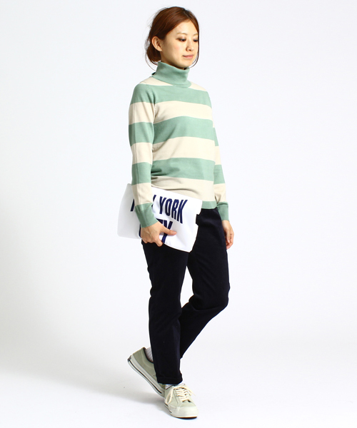 BEAMS BOY(ビームスボーイ)の「BEAMS BOY / 14ゲージ ボーダー タートルニット(ニット/セーター・レディース・ナチュラル/グリーン系その他/ネイビー・ONE SIZE)」の14枚目の写真