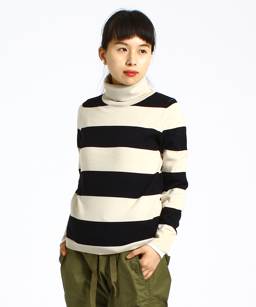 BEAMS BOY(ビームスボーイ)の「BEAMS BOY / 14ゲージ ボーダー タートルニット(ニット/セーター・レディース・ナチュラル/グリーン系その他/ネイビー・ONE SIZE)」の17枚目の写真