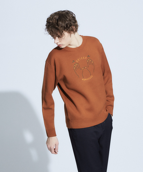 ABAHOUSE(アバハウス)の「【CEIZER×ABAHOUSE/別注】ロゴ刺繍ニット(ニット/セーター・メンズ・ネイビー/グレー/ダークオレンジ・44/46/48)」の3枚目の写真
