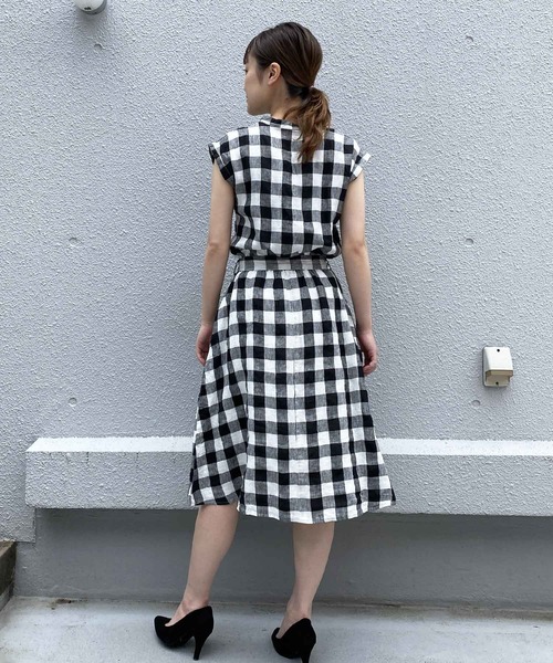 PICCIN（ピッチン）の「フレンチリネンウエストリボンワンピース（ワンピース・レディース・パープル/ネイビー/カーキ/ブルー/ブラック系その他/ブルー系その他・M/L）」の7枚目の写真