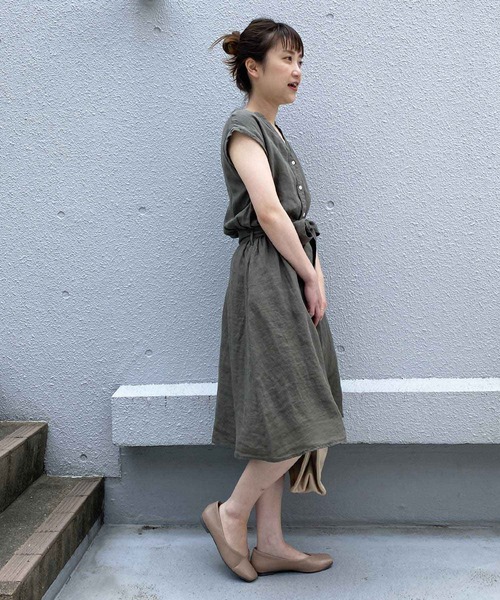 PICCIN（ピッチン）の「フレンチリネンウエストリボンワンピース（ワンピース・レディース・パープル/ネイビー/カーキ/ブルー/ブラック系その他/ブルー系その他・M/L）」の15枚目の写真