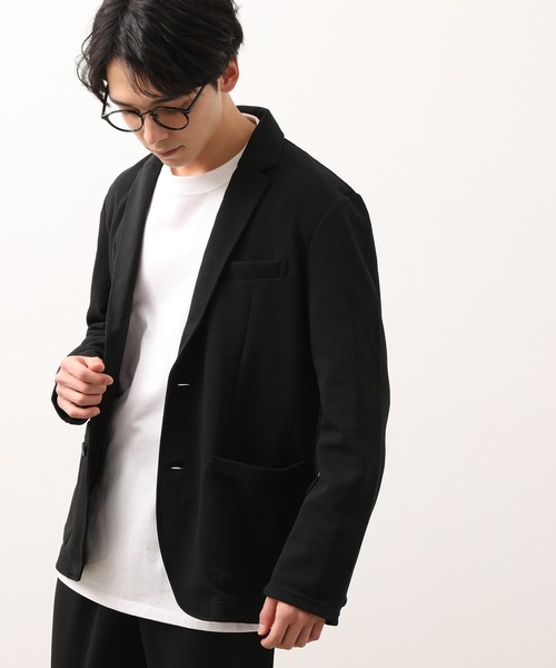 JUNRED(ジュンレッド)の「ウェーブワッフルカットジャケット(テーラードジャケット・メンズ・ブラック/ネイビー・LL/M/L)」の2枚目の写真