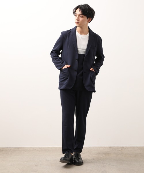 JUNRED(ジュンレッド)の「ウェーブワッフルカットジャケット(テーラードジャケット・メンズ・ブラック/ネイビー・LL/M/L)」の3枚目の写真