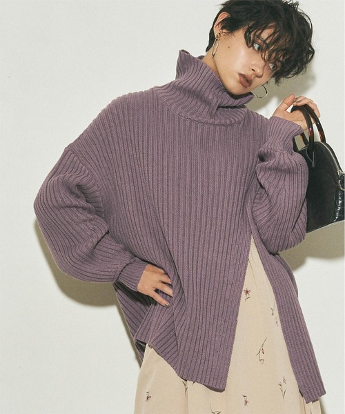 titivate（ティティベイト）の「ｽﾘｯﾄﾃﾞｻﾞｲﾝﾆｯﾄ（ニット/セーター・レディース・ライトグレー/ブラック/ブルー/パープル系その他/ライトベージュ/チャコール・S/M）」の6枚目の写真