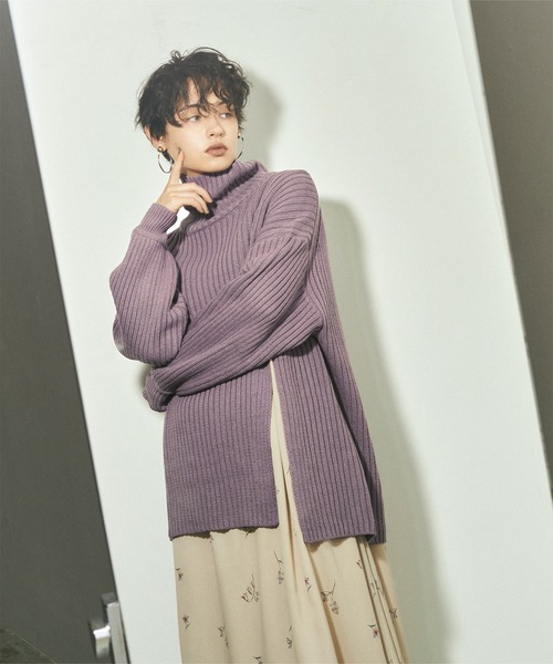 titivate（ティティベイト）の「ｽﾘｯﾄﾃﾞｻﾞｲﾝﾆｯﾄ（ニット/セーター・レディース・ライトグレー/ブラック/ブルー/パープル系その他/ライトベージュ/チャコール・S/M）」の9枚目の写真