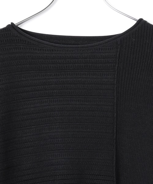 ADAM ET ROPE'(アダムエロペ)の「MIXパターンボリュームニットプルオーバー(カーディガン/ボレロ・レディース・ブラック/オフホワイト・FREE)」の7枚目の写真