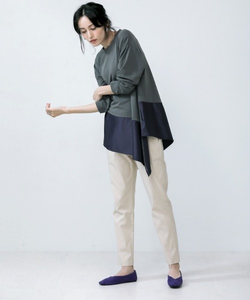 Bou Jeloud（ブージュルード）の「バイカラーアシメプルオーバー（Tシャツ/カットソー・レディース・チャコールグレー/ブラック/ベージュ/キャメル・FREE）」の11枚目の写真