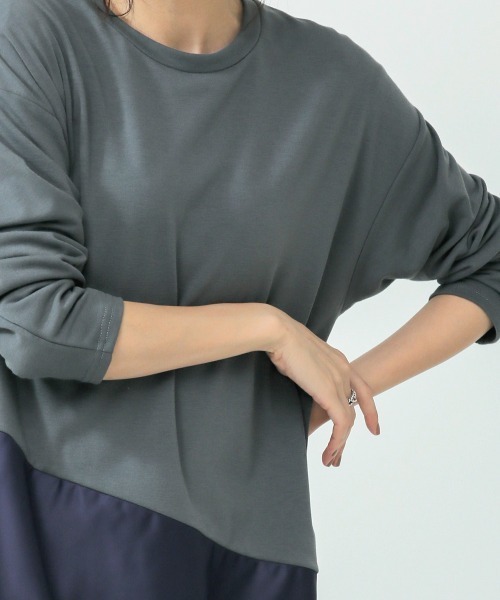 Bou Jeloud（ブージュルード）の「バイカラーアシメプルオーバー（Tシャツ/カットソー・レディース・チャコールグレー/ブラック/ベージュ/キャメル・FREE）」の13枚目の写真