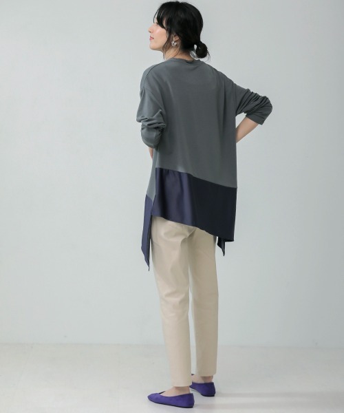 Bou Jeloud（ブージュルード）の「バイカラーアシメプルオーバー（Tシャツ/カットソー・レディース・チャコールグレー/ブラック/ベージュ/キャメル・FREE）」の14枚目の写真