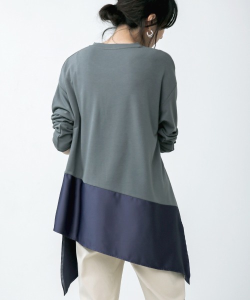 Bou Jeloud（ブージュルード）の「バイカラーアシメプルオーバー（Tシャツ/カットソー・レディース・チャコールグレー/ブラック/ベージュ/キャメル・FREE）」の15枚目の写真