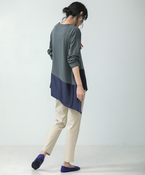 Bou Jeloud（ブージュルード）の「バイカラーアシメプルオーバー（Tシャツ/カットソー・レディース・チャコールグレー/ブラック/ベージュ/キャメル・FREE）」の16枚目の写真