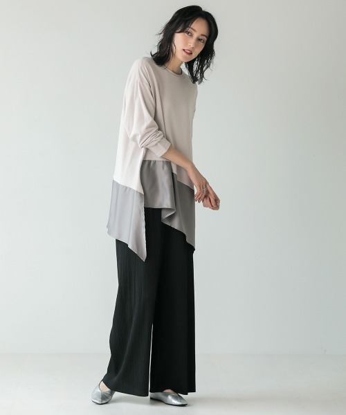 Bou Jeloud（ブージュルード）の「バイカラーアシメプルオーバー（Tシャツ/カットソー・レディース・チャコールグレー/ブラック/ベージュ/キャメル・FREE）」の18枚目の写真