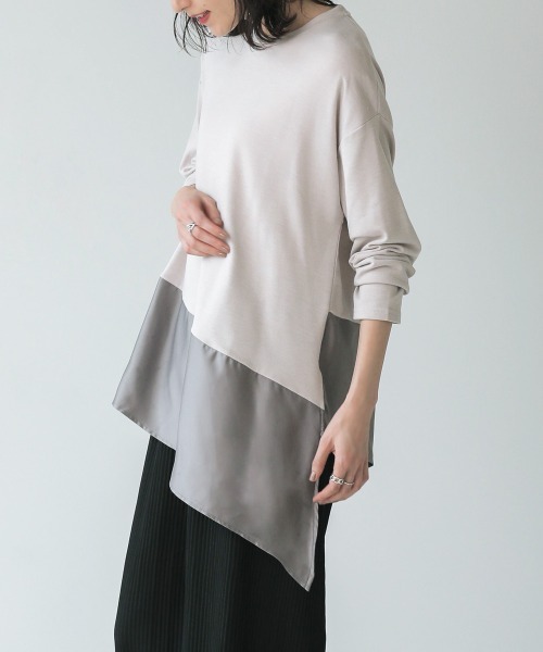 Bou Jeloud（ブージュルード）の「バイカラーアシメプルオーバー（Tシャツ/カットソー・レディース・チャコールグレー/ブラック/ベージュ/キャメル・FREE）」の19枚目の写真